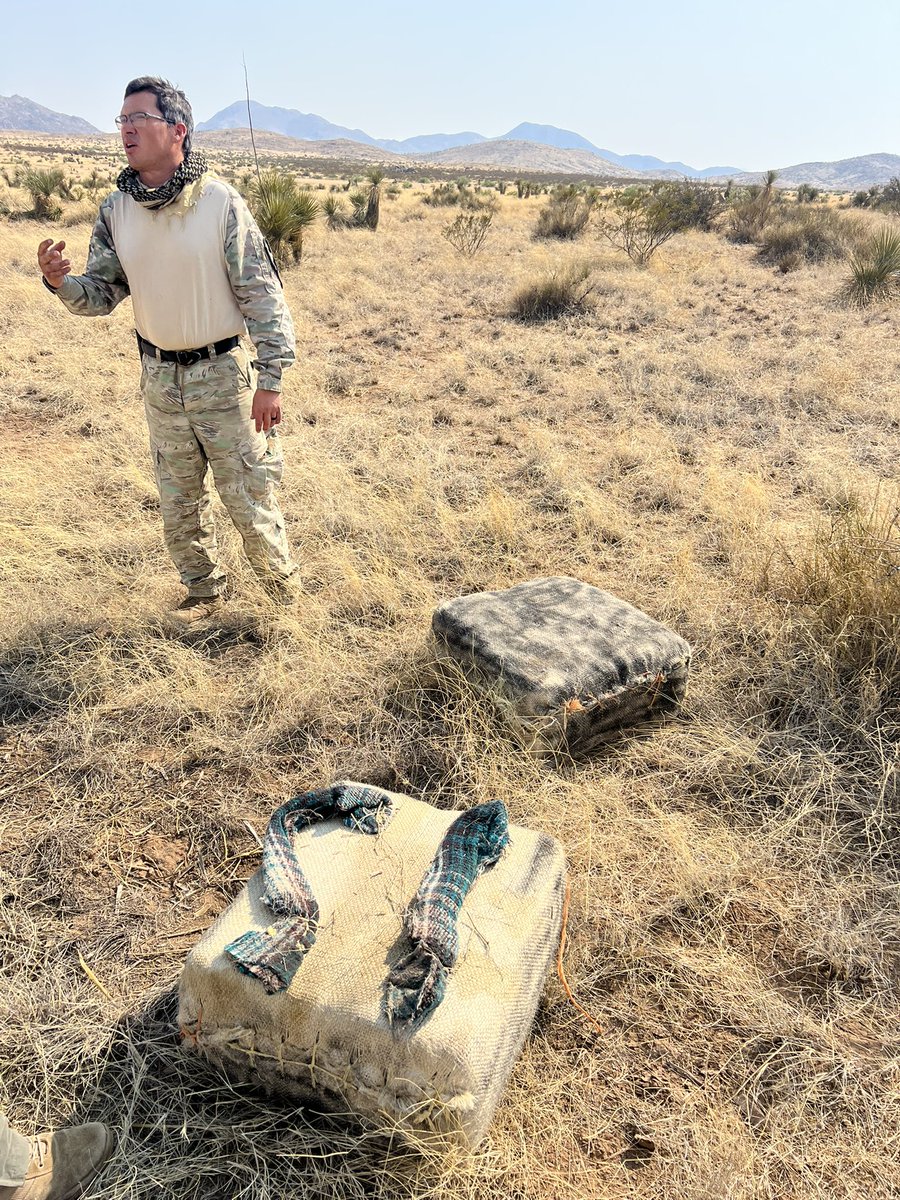 BillMelugin_'s tweet photo. Interesting to see the sudden media fixation on the environmental impacts of border security work in TX’s Big Bend sector, the most remote part of the border, without explaining why it’s needed.

When we visited Big Bend in 2022, in a single afternoon w/ @TxDPS, we came across corpses, drug smugglers, bundles of drugs stashed in the desert, and illegal alien evaders dressed in camouflage trying to sneak into the country. The numbers crossing there are minuscule compared to the rest of the border, but the illegal aliens and drug smugglers using the area *really* do not want to be caught.