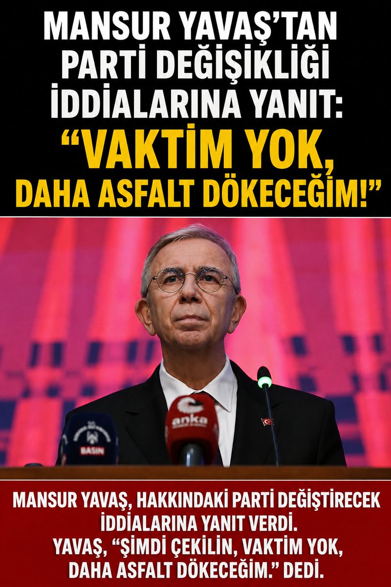 Edebiya60920231's tweet photo. Mansur Yavaş’tan Parti Değişikliği İddialarına Yanıt: "Vaktim Yok, Daha Asfalt Dökeceğim!" https://t.co/YmMtgmql6y