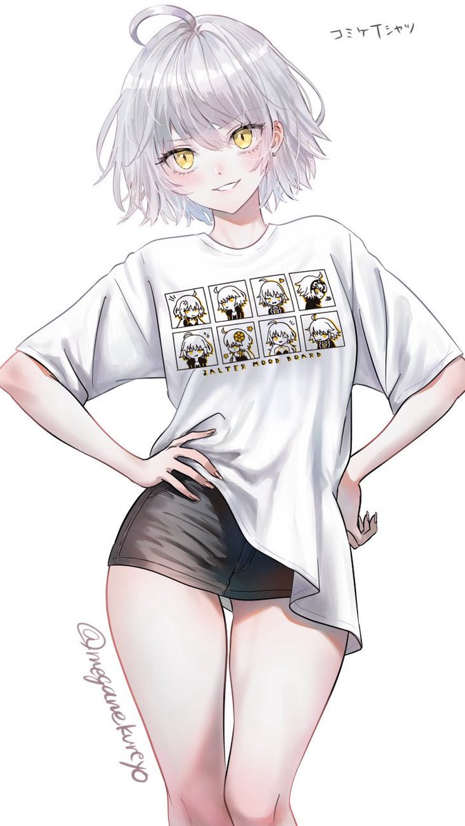 meganekureyo's tweet photo. 夏コミTシャツはこんなかんじ😄（今急いで描いた）
ベクターデータなので調整が難しかったんだけ��、可愛くできたと思います💪 https://t.co/ktOnWyPvTL