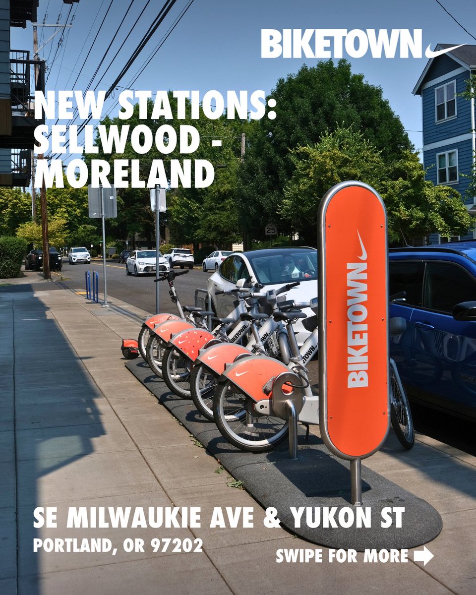 BIKETOWNpdx's tweet photo. 3 new stations have been placed in the Sellwood-Moreland neighborhood along SE Milwaukie Avenue. The perfect starting point to go explore the neighborhood’s shops and restaurants or take a ride down the Springwater Corridor. https://t.co/27SlJpL1HX
