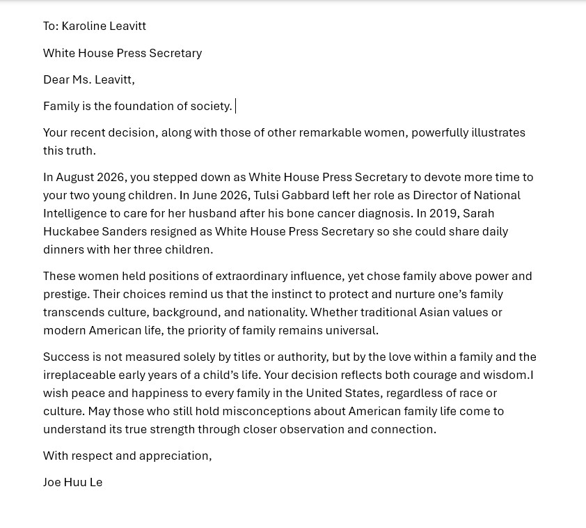JoeJoele93's tweet photo. @PressSec Your decision reflects courage and wisdom. I wish peace and happiness to every family in the United States, regardless of race or culture. May those who hold misconceptions about American family life understand its true strength through closer observation and connection.
see in https://t.co/C4o4LryRO3