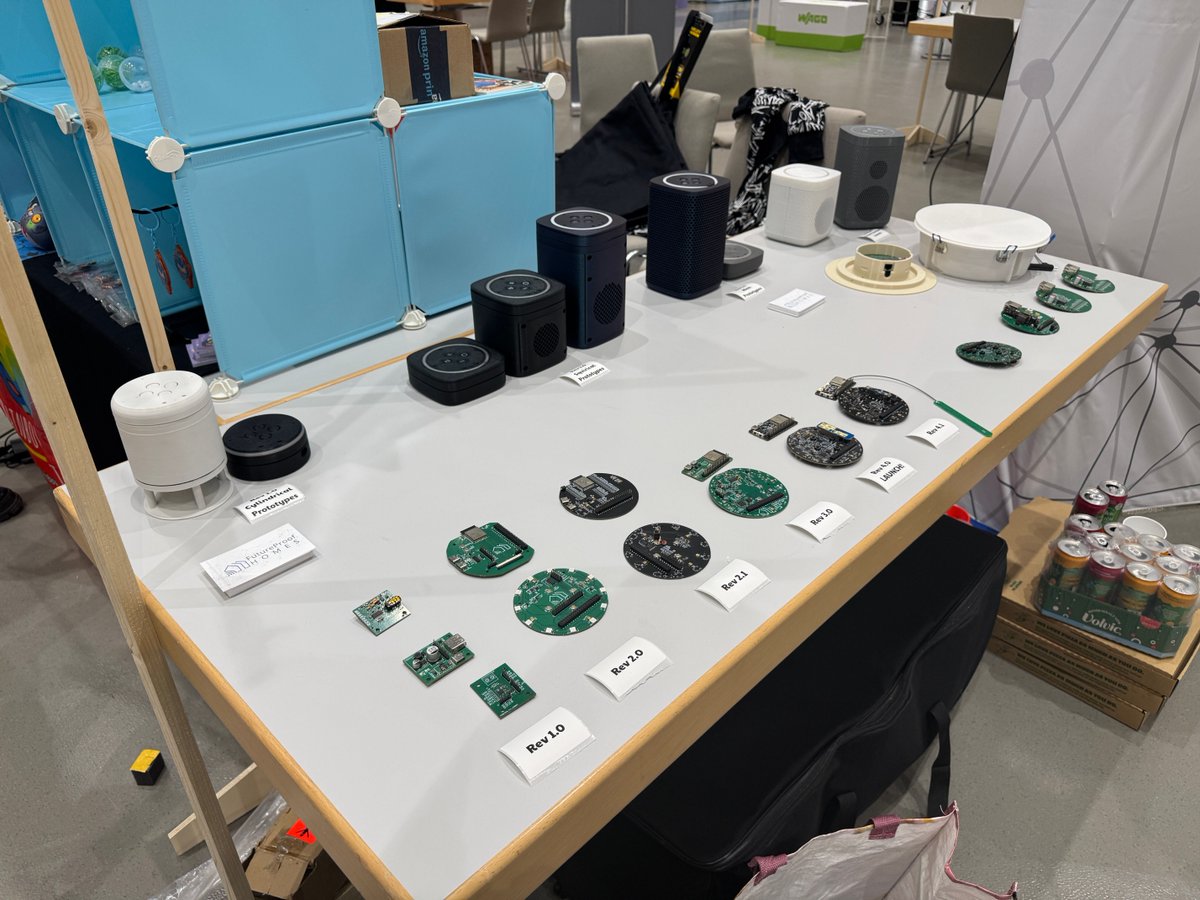 fphofficial's tweet photo. Congrats to the FPH team on getting our booth set up at Maker Faire Hannover! 🎉

We’ve got all our PCB &amp; Speaker iterations on display, PLUS the upcoming Satellite1 PoE In-Ceiling Speakers and a model smart home controlled by Nexus.

Looking forward to seeing everyone tomorrow! https://t.co/F08nU6juNp