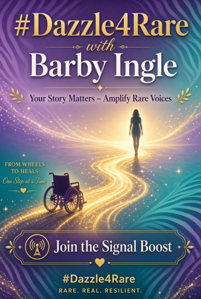 BarbyIngle's tweet photo. 10 years of #Dazzle4Rare and we’re still going strong! Grateful to stand with so many warriors and advocates. Your journey inspires #HOPE so share it this August and help make rare visible. Join the signal boost! #RareDiseaseAwareness #PatientAdvocacy #FromWheelsToHeals #HopeIsTrue #BarbyIngle