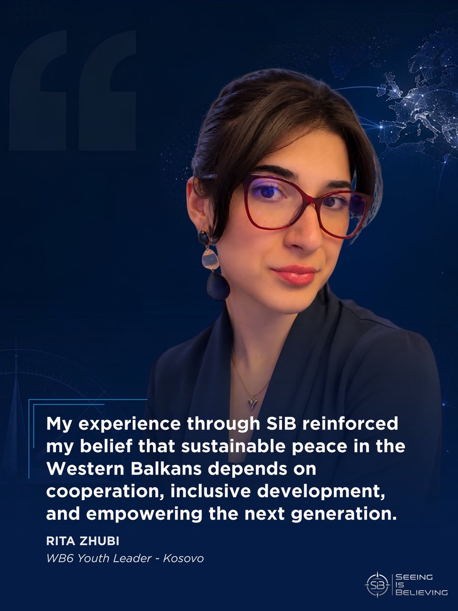SIB_Global's tweet photo. Introducing Rita Zhubi, WB6 Youth Leader from Kosovo for Seeing is Believing!

An @LSEnews graduate and development researcher, Rita brings expertise in health economics, governance, and community resilience to our regional team.

Read her full story: https://t.co/Tip1ihB6ZW https://t.co/XuqETWZu0t