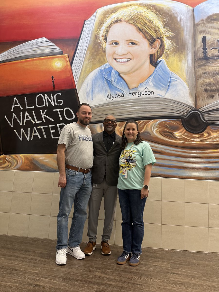 FortBendISDSupt's tweet photo. It was a pleasure visiting @DLE_Lions  and @FE_Fireflies  today. I especially enjoyed seeing the new mural at Ferguson and experiencing the incredible school spirit at both campuses.

These visits are a great reminder of what makes our schools special. I’m looking forward to seeing all that our students and staff accomplish this year. #MakeYourMark