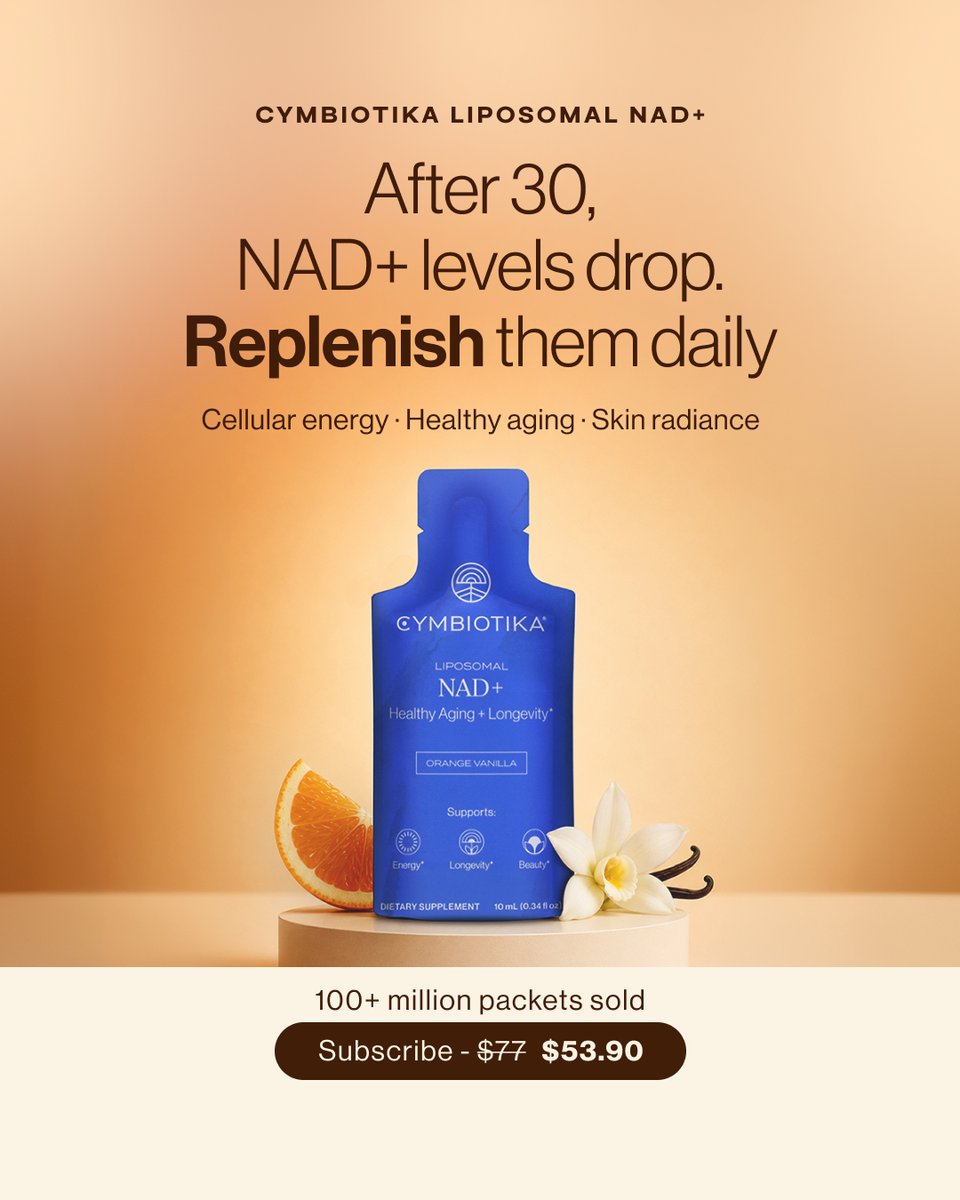 RealCymbiotika's tweet photo. Feeling drained by midday? Liposomal NAD+ helps support cellular energy from within.