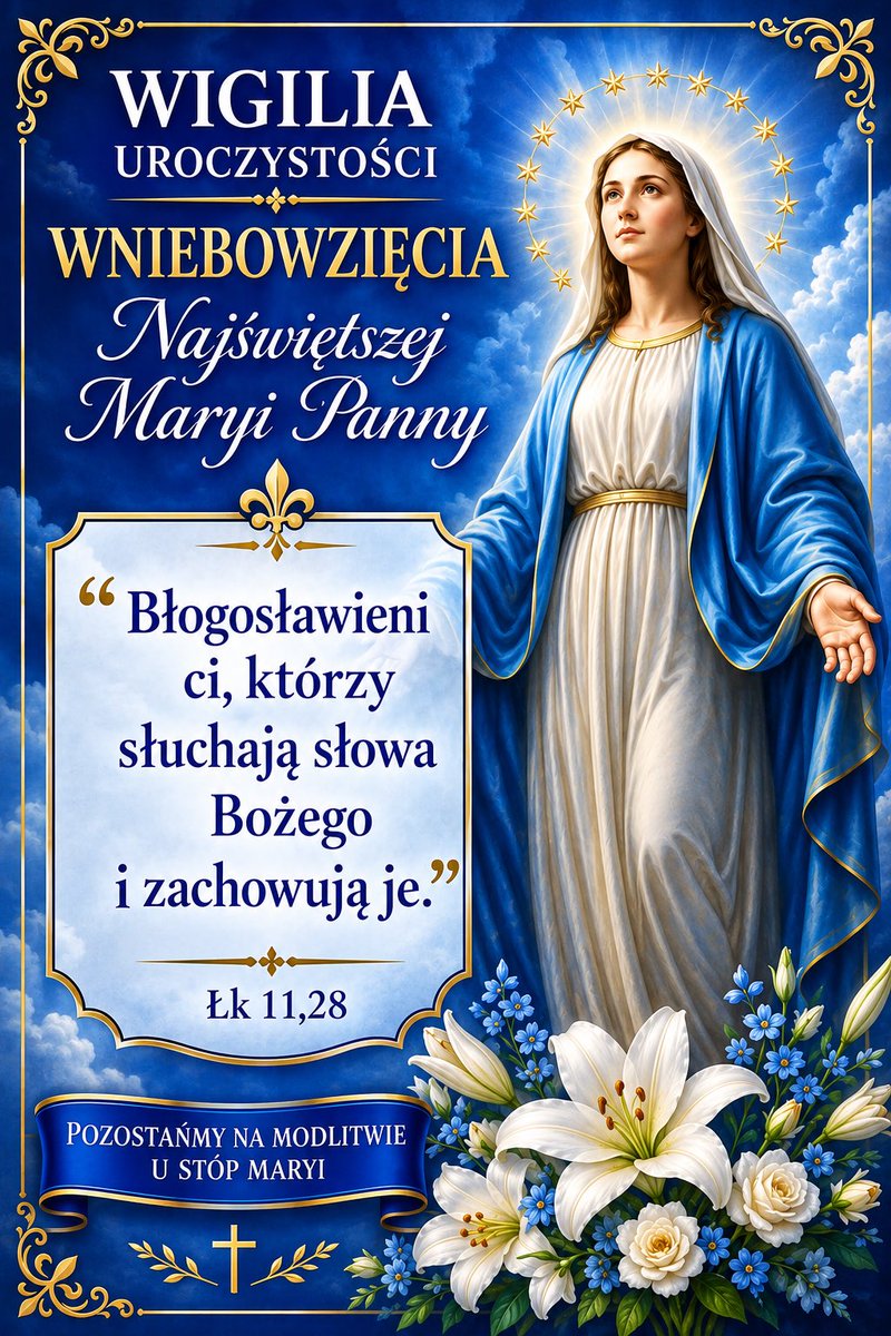 kl20000701's tweet photo. 14 sierpnia 2026 - Wigilia Uroczystości Wniebowzięcia NMP https://t.co/xlbeU36D7k