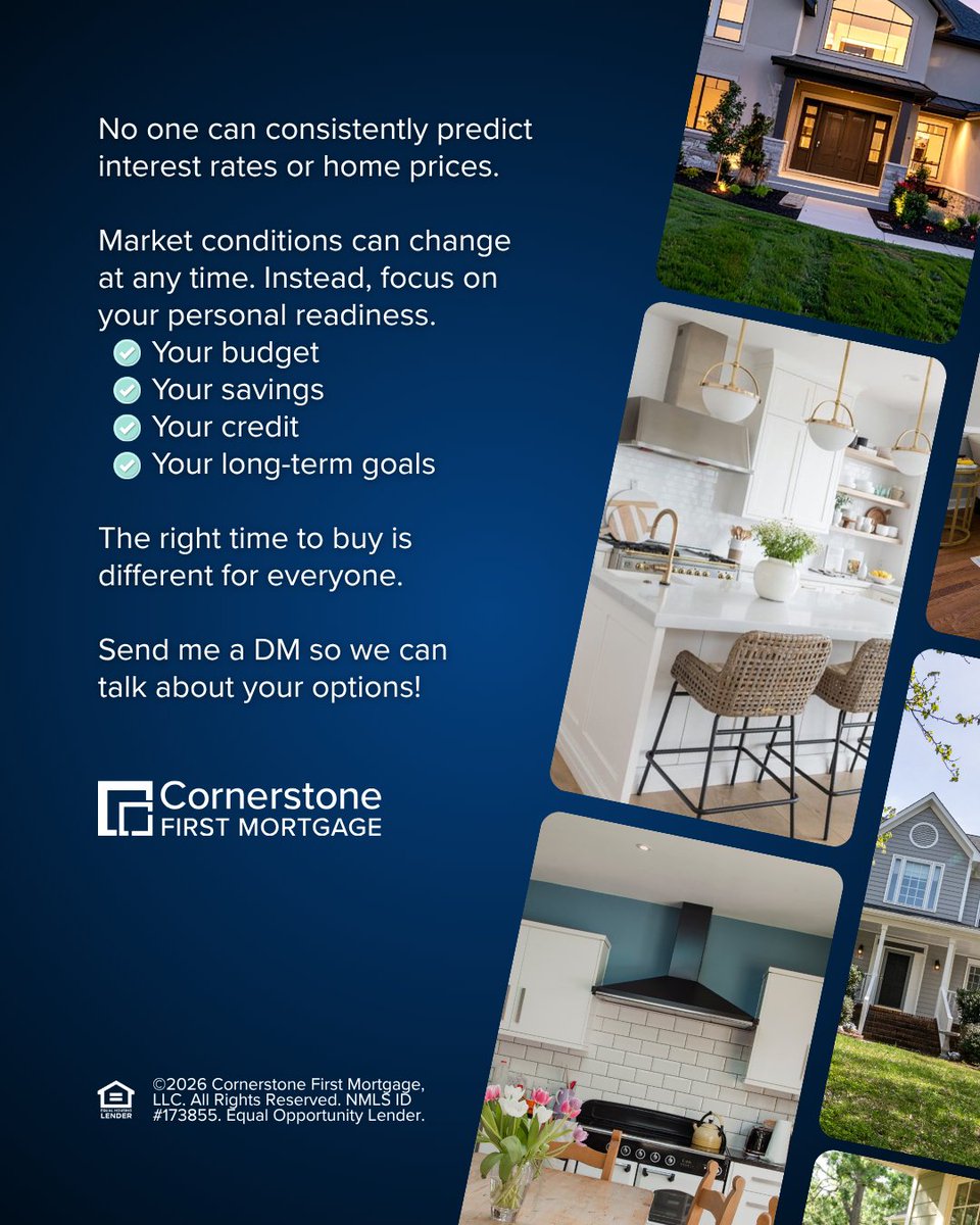 InTrustMortgage's tweet photo. Waiting for the perfect market is not always best.

Since no one can consistently predict where rates or home prices will go, the best place to start is with your own numbers. When your budget, savings, credit &amp; goals are clear, you can make decisions with more confidence. 💪 https://t.co/6SLLFRiQ3l