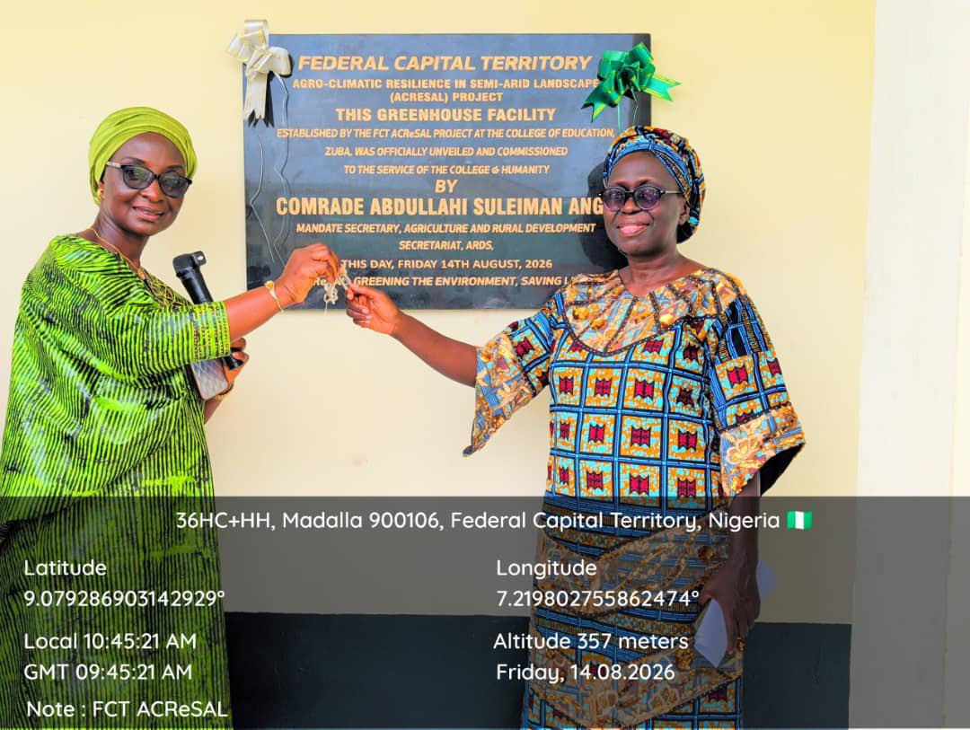 FCTACReSAL's tweet photo. FCT ACReSAL Hands Over Modern Greenhouse to COE Zuba to Boost Climate-Smart Agriculture. https://t.co/BBz64mGT8w
