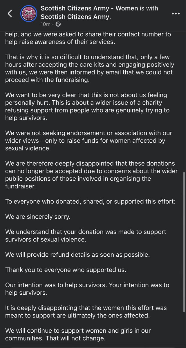 ScottishCAWomen's tweet photo. Important update regarding our intended fundraiser for Glasgow &amp; Clyde rape crisis centre. @ScottishCA https://t.co/BLCcfbvXpt