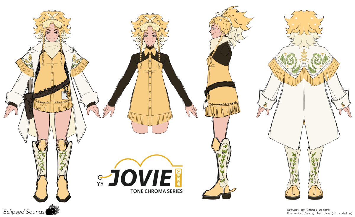 eclipsedsounds's tweet photo. Here's a closer look at #SynthV_JOVIE, our upcoming vocal for Synthesizer V Studio 2! 🌱

JOVIE is a bright and energetic singer aimed at country, folk, and contemporary worship genres. In our Tone Chroma world setting, JOVIE is a plant archivist working to bring back greenery. https://t.co/crLz9jLJN4