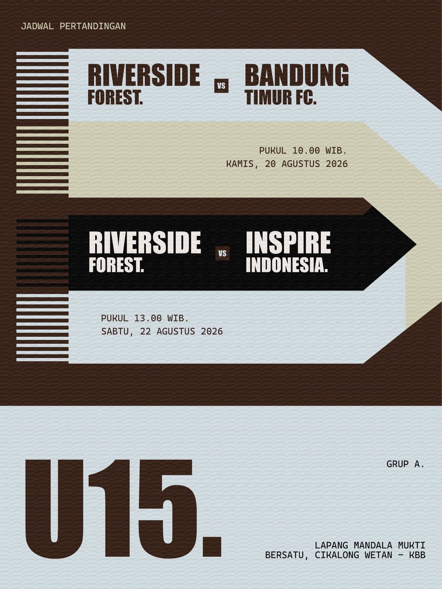 R_Forest68's tweet photo. Perjuangan dimulai! ๐
Terbanglah setinggi angan, gapai prestasi gemilang dengan semangat sayap kepakan burung.
Cek jadwal tanding Riverside Forest FC di babak penyisihan Piala Soeratin. Let's go!
@F_Underdogs
#RiversideForest #BirdsDeathBrigade #LittleBirds https://t.co/7rvbUWRkbF