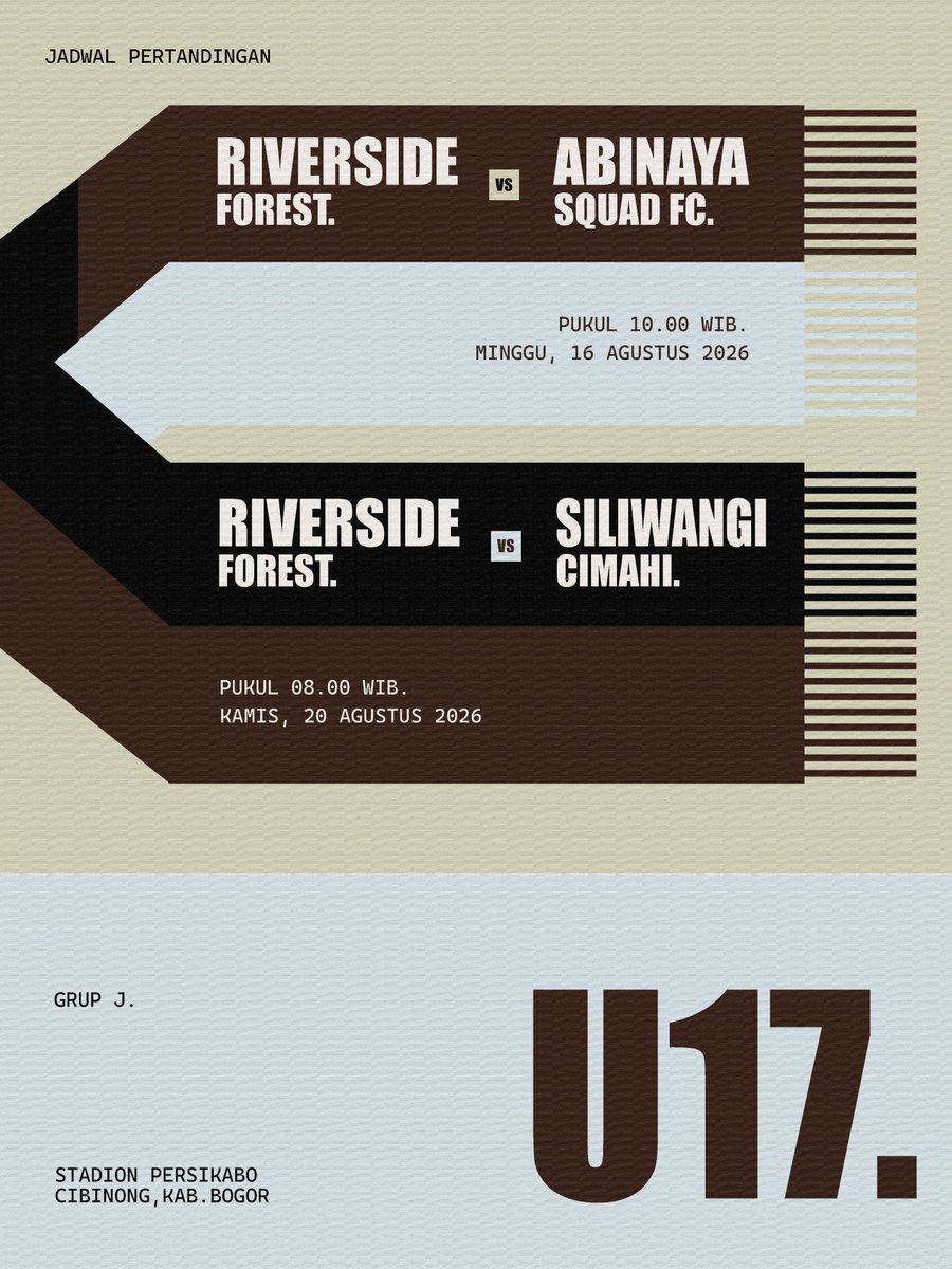 R_Forest68's tweet photo. Perjuangan dimulai! ๐
Terbanglah setinggi angan, gapai prestasi gemilang dengan semangat sayap kepakan burung.
Cek jadwal tanding Riverside Forest FC di babak penyisihan Piala Soeratin. Let's go!
@F_Underdogs
#RiversideForest #BirdsDeathBrigade #LittleBirds https://t.co/7rvbUWRkbF