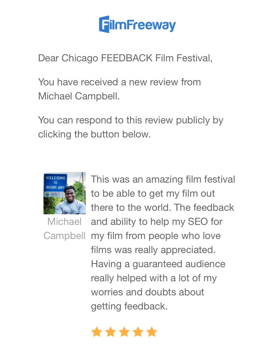 wildsoundfest's tweet photo. Today’s FilmFreeway Testimonial: CHICAGO Feedback Film Festival

https://t.co/4MXSV1AYu3

 The feedback and ability to help my SEO for my film from people who love films was really appreciated. Having a guaranteed audience really helped with a lot of my worries/doubts https://t.co/m9GFzY53pO