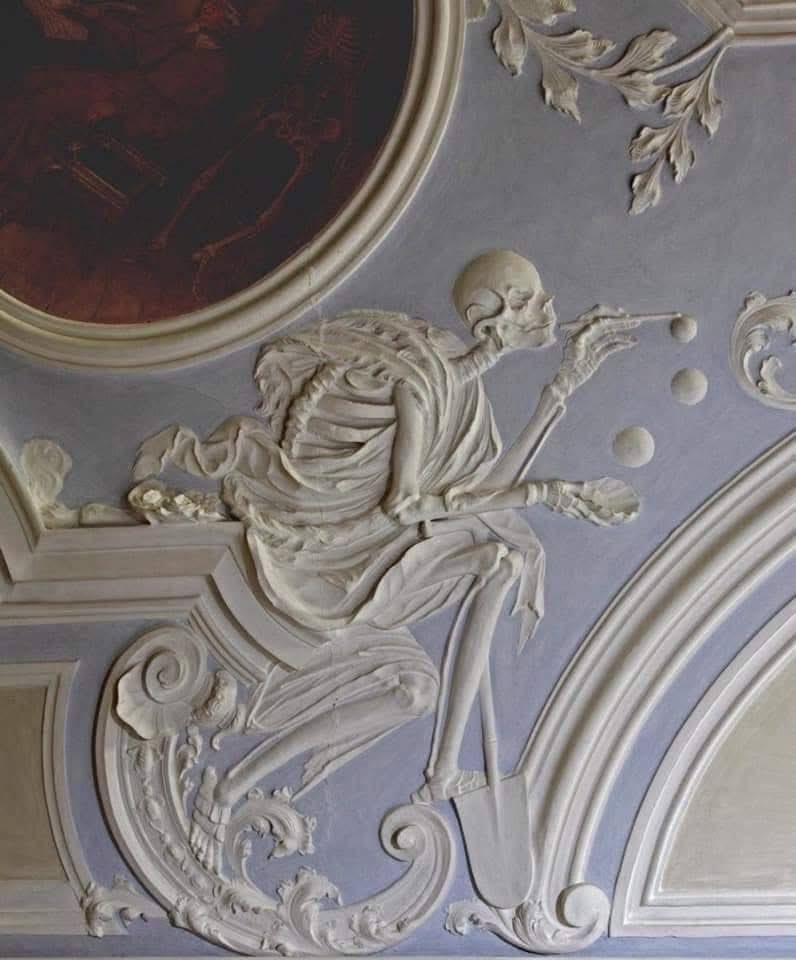 pmamtraveller's tweet photo. “Death blowing bubbles” is an 18th-century stucco relief created by Johann Georg Leinberger https://t.co/RFeD7qjsfg