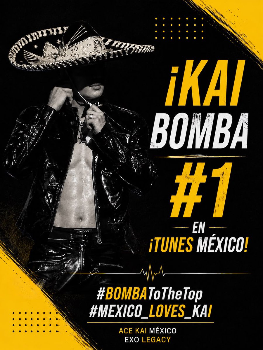 AceKaiMexico's tweet photo. ¡LO LOGRAMOS! “BOMBA” ES #1 EN iTUNES MÉXICO 🥇🔥

Gracias a todas las personas que se sumaron a comprar “BOMBA”, a quienes donaron para que pudiéramos realizar todavía más compras y a @exo_legacy por todo el apoyo para alcanzar esta meta. 💛

También queremos agradecerles por siempre confiar, participar y apoyar los proyectos que organizamos para KAI. Nos emociona mucho ver cómo, cuando nos unimos, podemos hacer cosas tan bonitas por él. 

No se nos ocurre una mejor manera de darle la bienvenida a KAI que haciendo llegar su música hasta lo más alto. 🐻💛 Esperamos que este #1 sea una pequeña muestra de todo el cariño que México tiene por él. 🇲🇽

¡Bienvenido a México, Jongin! 💛

#BOMBAToTheTop
#MEXICO_LOVES_KAI
#KAI #카이