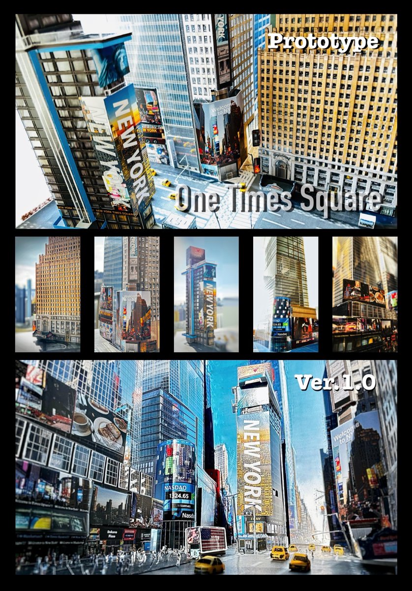nydiorama's tweet photo. #私はこういう模型を作っています

ちょうど2ヶ月前にポストした件
先日遂にこれらの殆どのジオラマ作品を合体し拡張して念願の🇺🇸🗽NY 7th Ave中心地を再現出来ました🥹

タイムズスクエア付近の14の高層ビル🏙️と大量のNew YorkerやYellow Cab全てフルスクラッチです😉✨

https://t.co/X6V85VBkMn https://t.co/EQSPk5KvJy