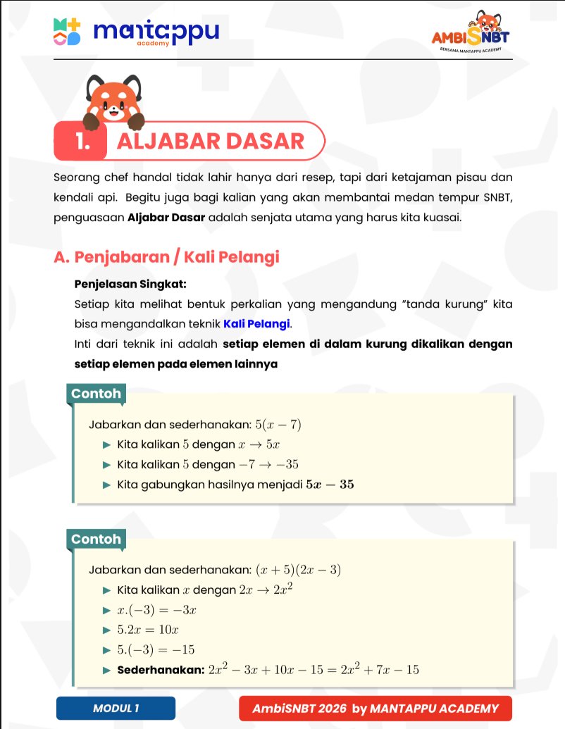 latsolyuk's tweet photo. 📂 Modul Aljabar: https://t.co/45gpSAM0is
📂 Modul Eksponen: https://t.co/nlv0SxOXK9
📂 Modul Persamaan Kuadrat: https://t.co/ZUlL9ieb4b
📂 Modul Aritmetika: https://t.co/CLYHzEUQqS
📂 Modul Fungsi: https://t.co/INXmIqVA3v
💬 Ayo join saluran Latsolyuk: https://t.co/o326bZPmvK https://t.co/188EcHMmFI