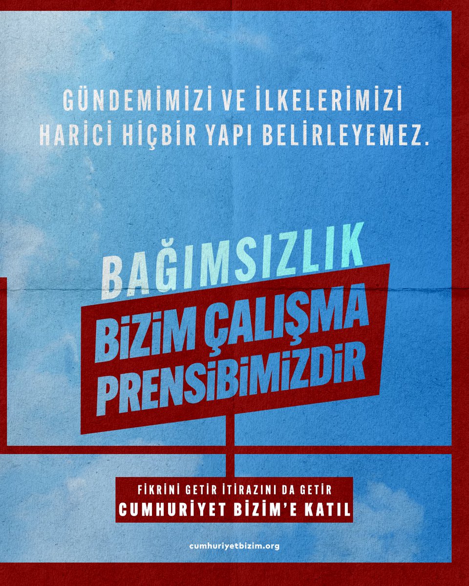 cbizimorg's tweet photo. Kimin tarafındayız?

Hakkı çalınanın.
Emeğinin karşılığını alamayanın.
Özgürlüğü kısıtlananın.

"Mücadele etmek, katkı sunmak istiyorum ama mecramı bulamıyorum." diyorsan CUMHURİYET BİZİM'E KATIL.

Birlikte değiştirelim.

https://t.co/2NwB1VU8g9