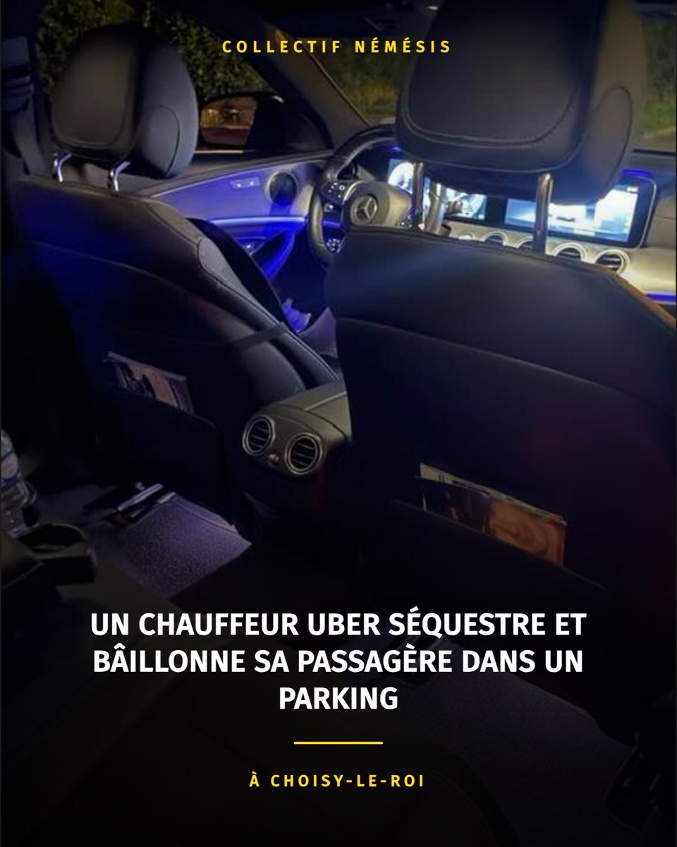 Coll_Nemesis's tweet photo. Choisy-Le-Roi : Hier soir, une jeune femme a vécu un véritable calvaire après avoir commandé une course. Elle sortait d'une soirée festive. Cette dernière s'endort pendant le trajet, mais en se réveillant, elle se rend compte que le chauffeur ne roule pas dans la direction de son domicile. 

Son chauffeur l'a conduite dans un parking souterrain, chez lui, avant de la séquestrer et de la bâillonner pour l'empêcher de donner l'alerte.

La victime a réussi à s'extirper de ce piège en prévenant les autorités grâce à sa géolocalisation. 
Le chauffeur avait déjà des antécédents d'agression sexuelle datant de l'année dernière.
Ce nouveau drame illustre l'insécurité croissante à laquelle sont confrontées les femmes dans l'espace public et les transports privés.
Il est temps d'obliger les sociétés de VTC à vérifier le casier de leurs chauffeurs, ainsi que d'installer des caméras embarquées dans les voitures.