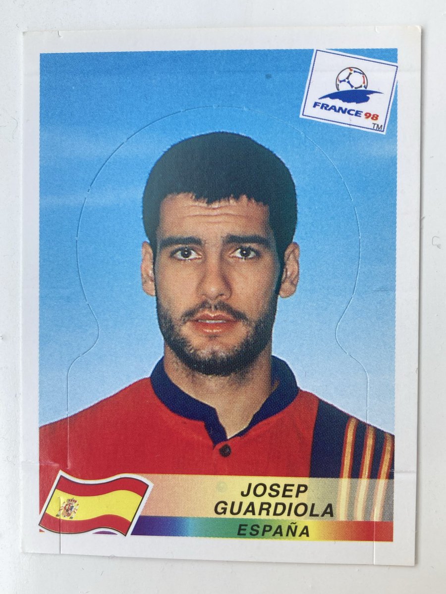IRGStickers's tweet photo. Josep ‘Pep’ Guardiola featured on three #Panini World Cup stickers during his international career for @SEFutbol: 1994, 1998 and 2002. https://t.co/ckI9LjJgCc