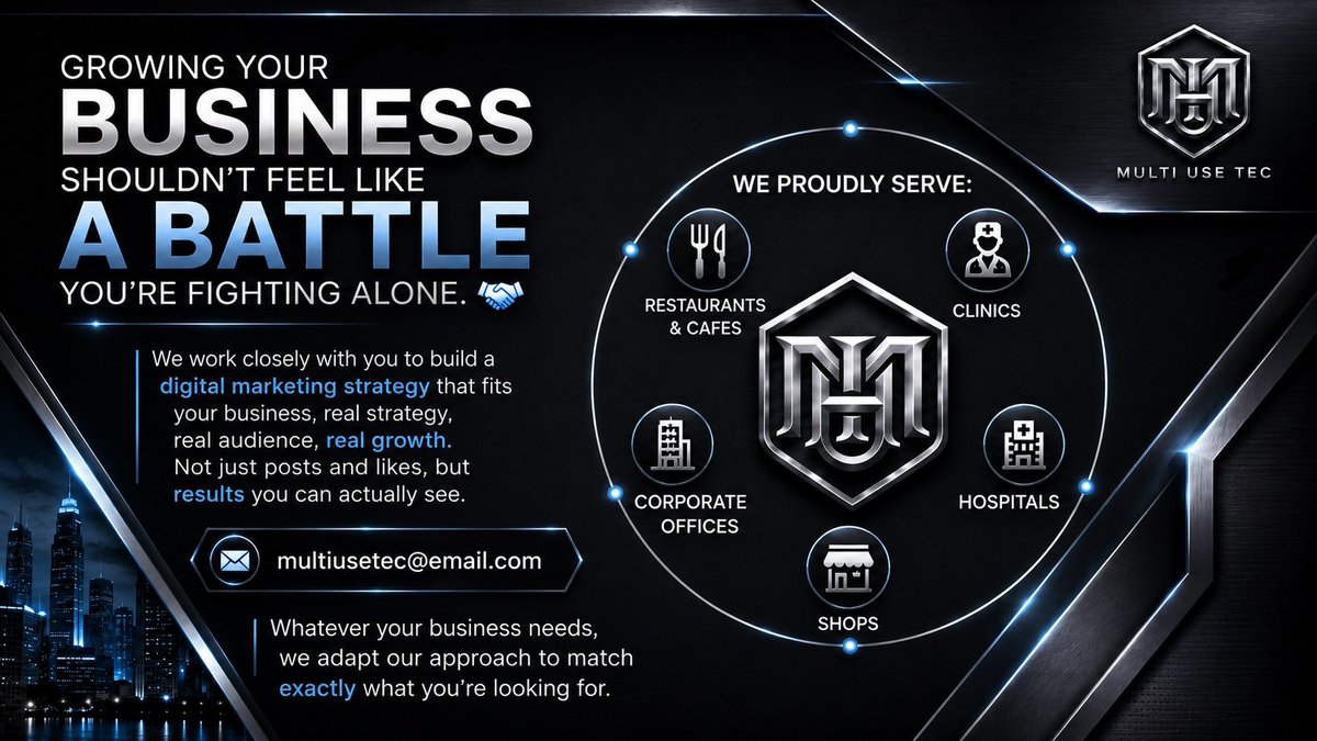 multi_use_tec's tweet photo. Feel like you're doing everything right, but still not getting noticed online? You don't have to figure it out alone.
Let's grow together. multiusetec@email.com
#DigitalMarketingServices #SocialMediaMarketing #MarketingStrategy #TargetedAds #MultiUseTec https://t.co/cHCotUCdPW