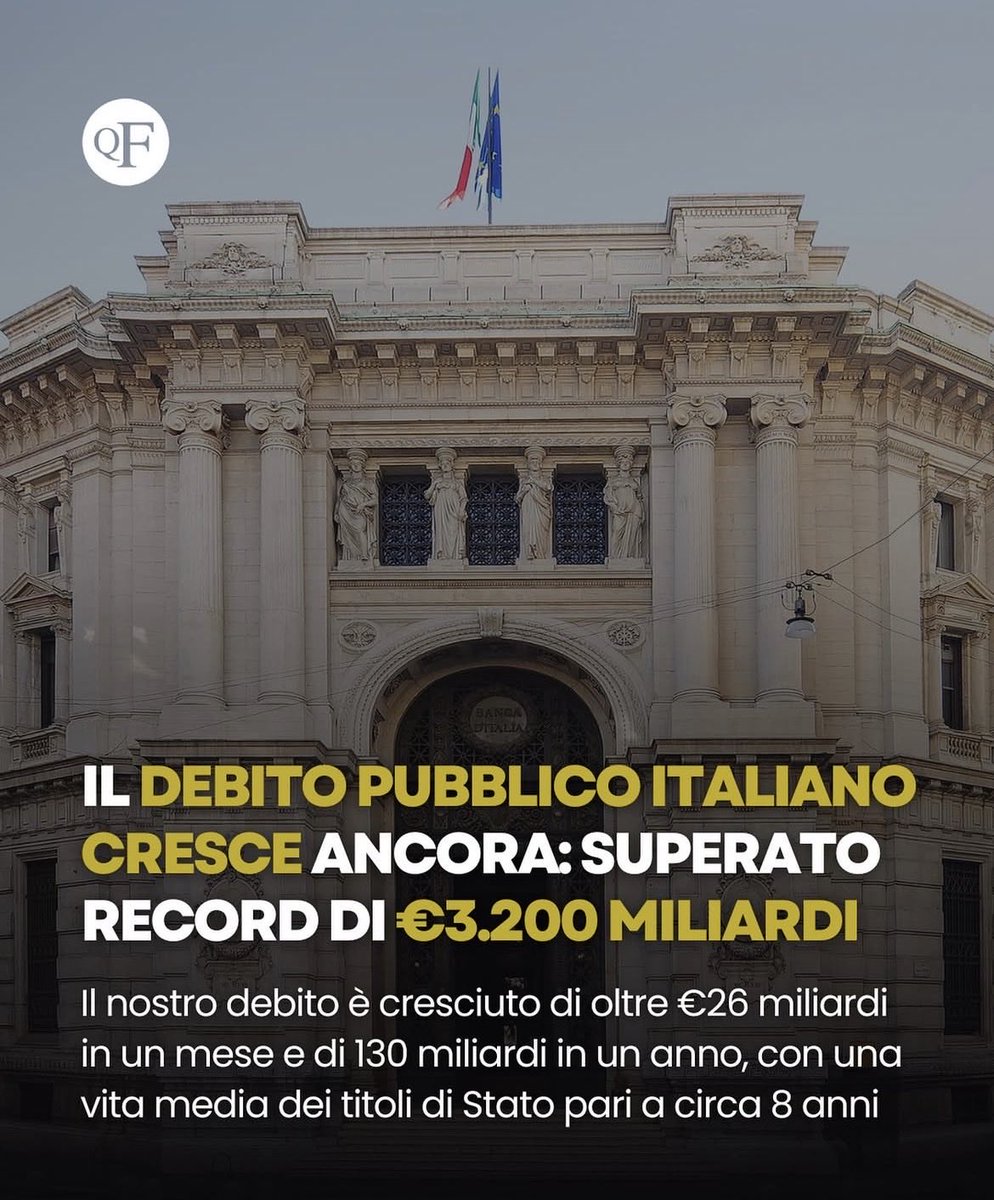 lisameyerildra1's tweet photo. Meloni sta facendo la storia: è riuscita a far salire il debito pubblico di oltre 26 miliardi in 1 mese e di 130 miliardi in 1 anno ! 
Andiamo a sbattere https://t.co/QLxNyoiMwy