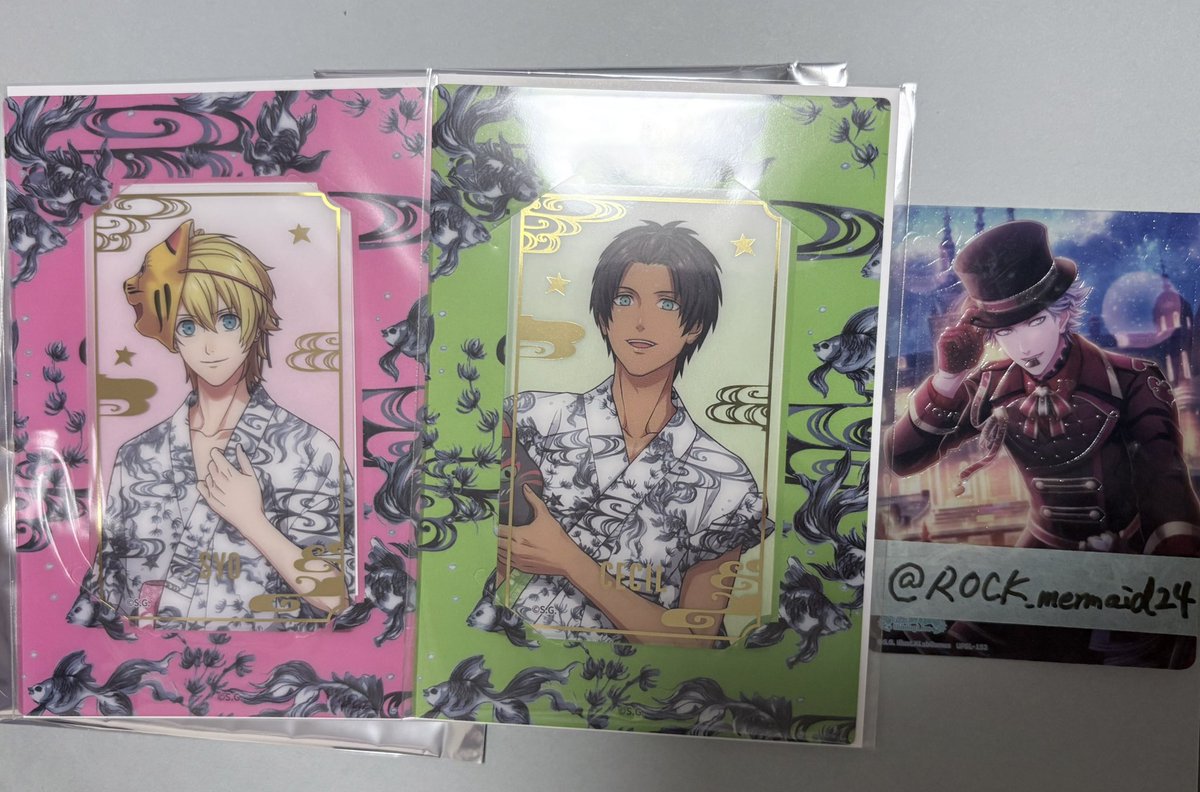 ROCK_mermaid24's tweet photo. 【交換・定価譲渡】うたプリ グラショ

ビジュカ YUKATA 浴衣
譲:翔、セシル
求:蘭丸＞ 定価

木札根付&amp;千社札
譲:翔
求:蘭丸

提灯型ライト
譲:セシル
求:蘭丸＞ 定価

池袋、新宿近郊手渡し優先、郵送希望です。
明日8/15、お時間相談の上グラショ池袋付近手渡し可能。
お気軽にお声掛けください。 https://t.co/MiWZmUg3v1