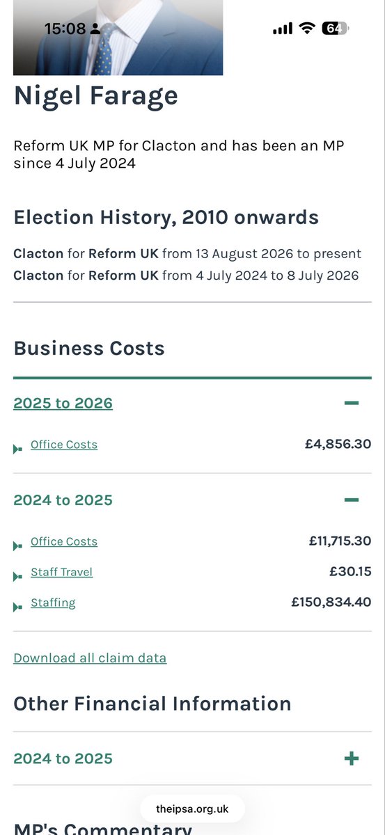 MjYousaf13's tweet photo. @smithfreel Here’s proof that Nigel has claimed expenses! Love if I was you! I would do a bit of research before spreading lies! The man in currently being investigated! You’ll be eating your own words soon enough https://t.co/lUAYk1Gos2