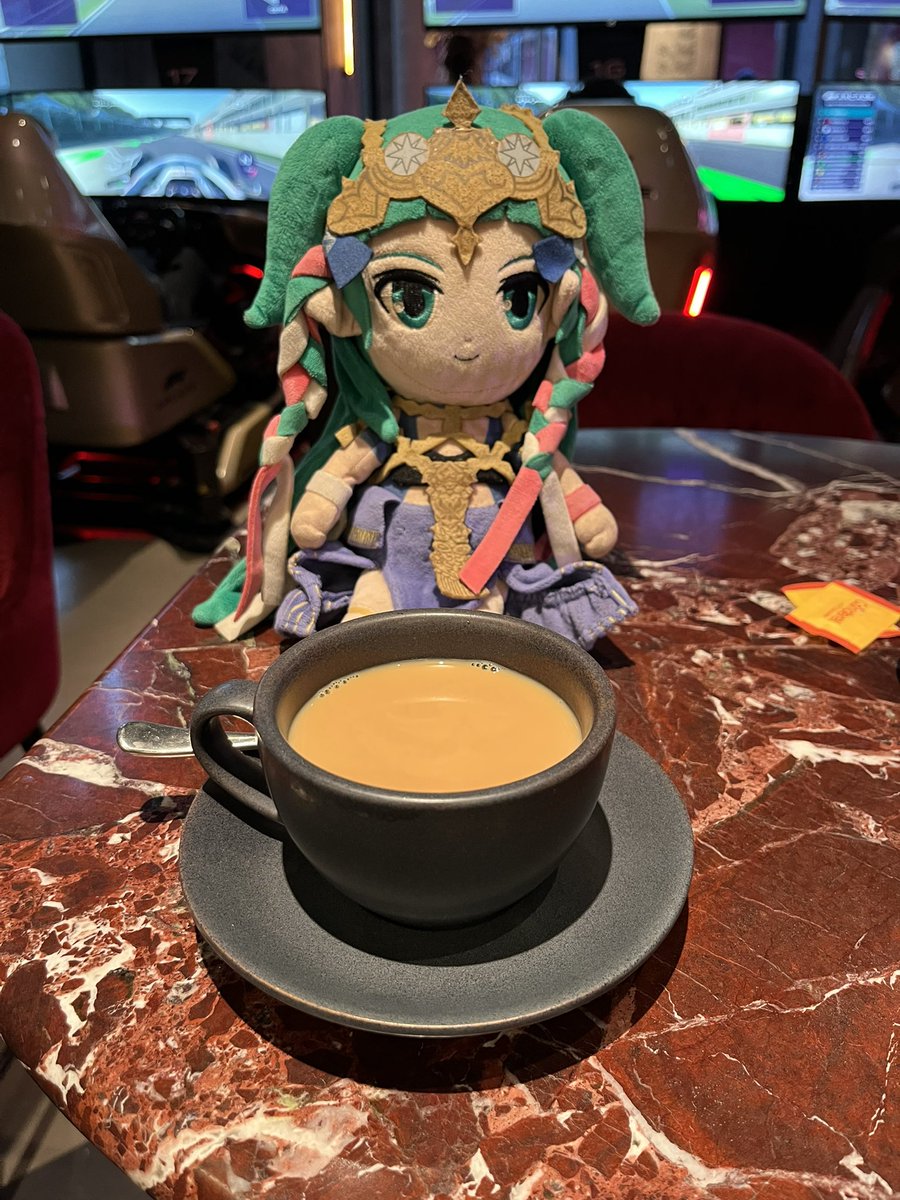 BookOfSothis's tweet photo. A leisurely cup of tea for the Sothis as she takes in another Grand Prix! This time it’s an early morning for China on the pit wall, followed by Man United vs Villa in the afternoon! Sothis loves singing the Italian national anthem for Kimi Antonelli! -Taken 15th March, 2026 https://t.co/NXaVb2sEWk