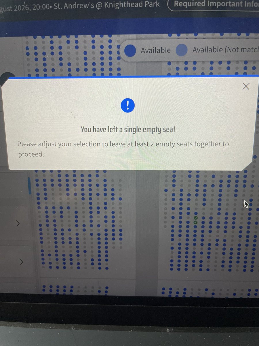 adam7511's tweet photo. @BCFCTickets please explain this. I’m trying to buy my 2 season ticket seats for Brentford but I can’t because there’s a single seat next to us that hasn’t been bought that’s nothing to do with us. I literally can’t buy my own season ticket seats https://t.co/kgps7AzFRE
