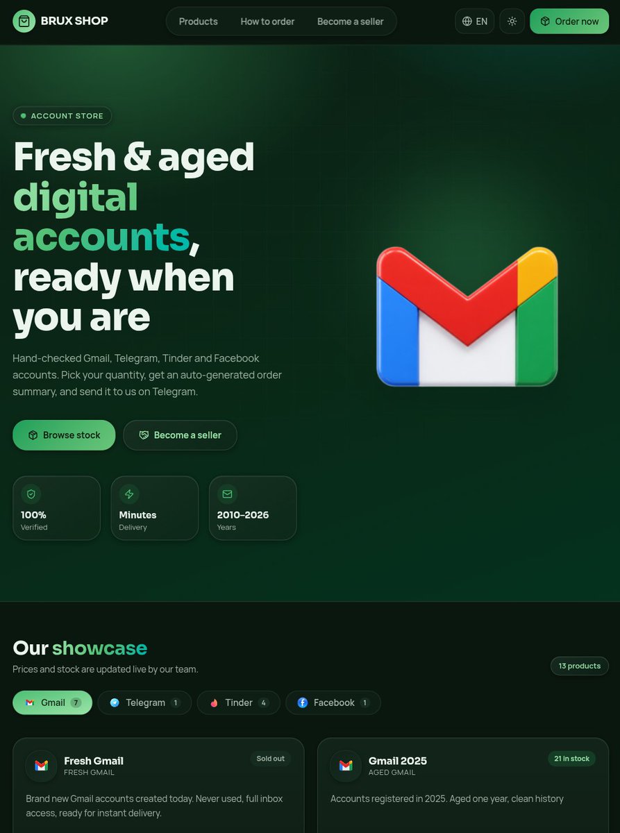 0xBanzx's tweet photo. SELLING VARIOUS DIGITAL SERVICES

GMAIL FRESH AND OLD 
TINDER ACCOUNT
TELEGRAM PREMIUM
FACEBOOK OLD

CHEK STOCK AND BUY HERE 👇🏻
https://t.co/pOvE6ZCvbx

#gmail #email #buy #sell #youtube #google� #gemini #x https://t.co/Ml4tuTnWZ1