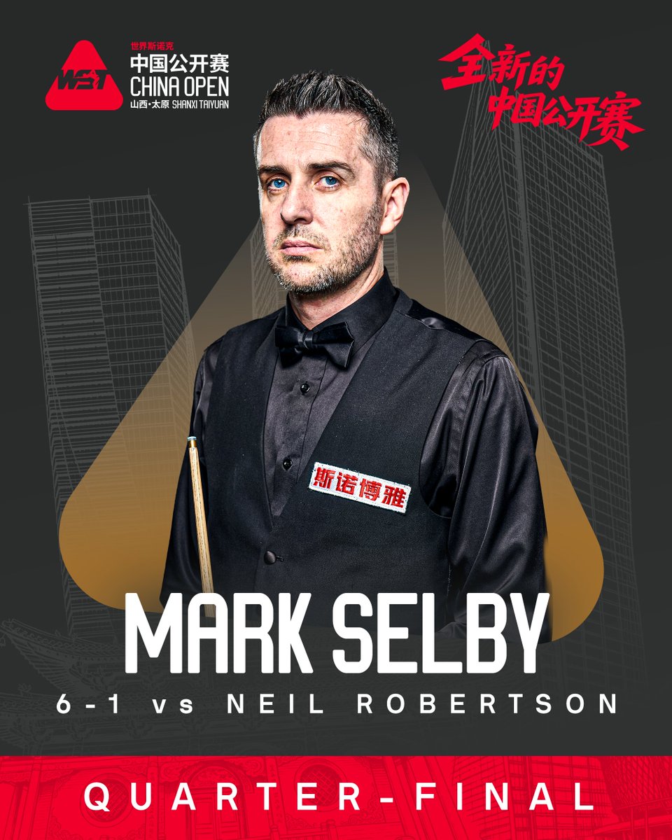 WeAreWST's tweet photo. SIMPLY SUBLIME 🔥

Mark Selby, the most successful player ever in this event, is into another semi-final.

#ChinaOpen https://t.co/CeYmGpuG2F
