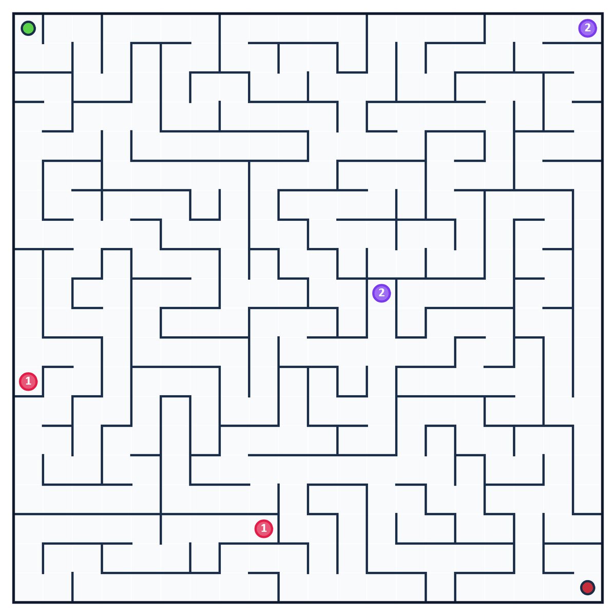 MrBrainGame's tweet photo. Find the path through maze 🧭

#MrBrainGame #puzzle #brainteaser #maze 
To help you reach the goal, you can use portals: entering Portal 1 or Portal 2 will instantly teleport you to its matching pair https://t.co/ZLwIGylgL2