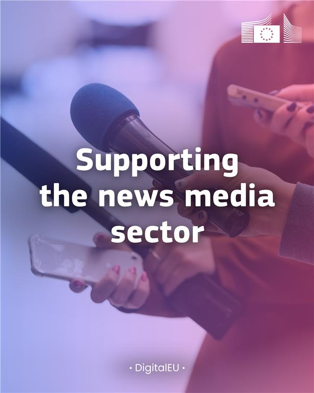 DigitalEU's tweet photo. The @EU_Commission is supporting free, diverse and pluralistic media.

EU funding opportunities in the news media sector help:

🔹support collaborative journalism
🔹monitor risks to media pluralism
🔹map violations of media freedom
&amp; more.

Learn more: https://t.co/VKfdteaXbx https://t.co/diX1Ec0tcT