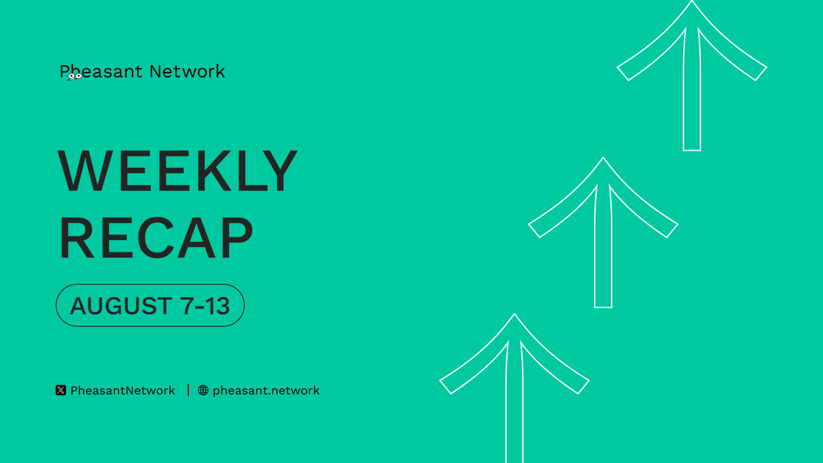 PheasantNetwork's tweet photo. Pheasant’s Weekly Bird’s-Eye Review—August 7-13🗓️

📊 $PNT dashboard in development
🟢 $PNT Claim final testing underway
🏦Final CEX discussions underway
📢Strategic funding 2nd announced: https://t.co/H6SPR850kV
🦸‍♂️Super App launch quest started: https://t.co/4j1rWWN1Pn
🦸Super App page: https://t.co/70hPiccjOF
🦸‍♀️Super App walkthrough video: https://t.co/iiicA1SBii
7⃣ July Monthly Recap: https://t.co/2q0ekHpjHi