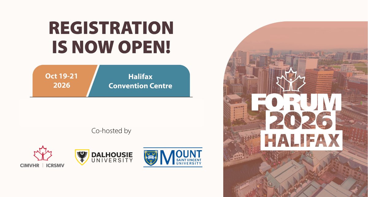CIMVHR_ICRSMV's tweet photo. Registration is open for CIMVHR Forum 2026.

As you plan your experience, workshops are available to explore key topics in more depth and connect with others working across military, Veteran, public safety personnel, and family health and well-being.

Spaces are limited and fill quickly. Workshops can be selected during the registration process.

Register and take a look at what’s available:
https://t.co/q2OHuKpMmX
https://t.co/Jk8JWh5UJb

Join us in Halifax, October 19 to 21.

#CIMVHRForum

@DalhousieU 
@MSVU_Halifax