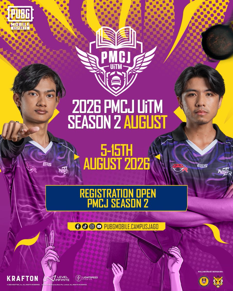 mppuitmcj's tweet photo. 2026 PUBG MOBILE CAMPUS JAGO UiTM SEASON 2 https://t.co/ZxmwqQL1bK