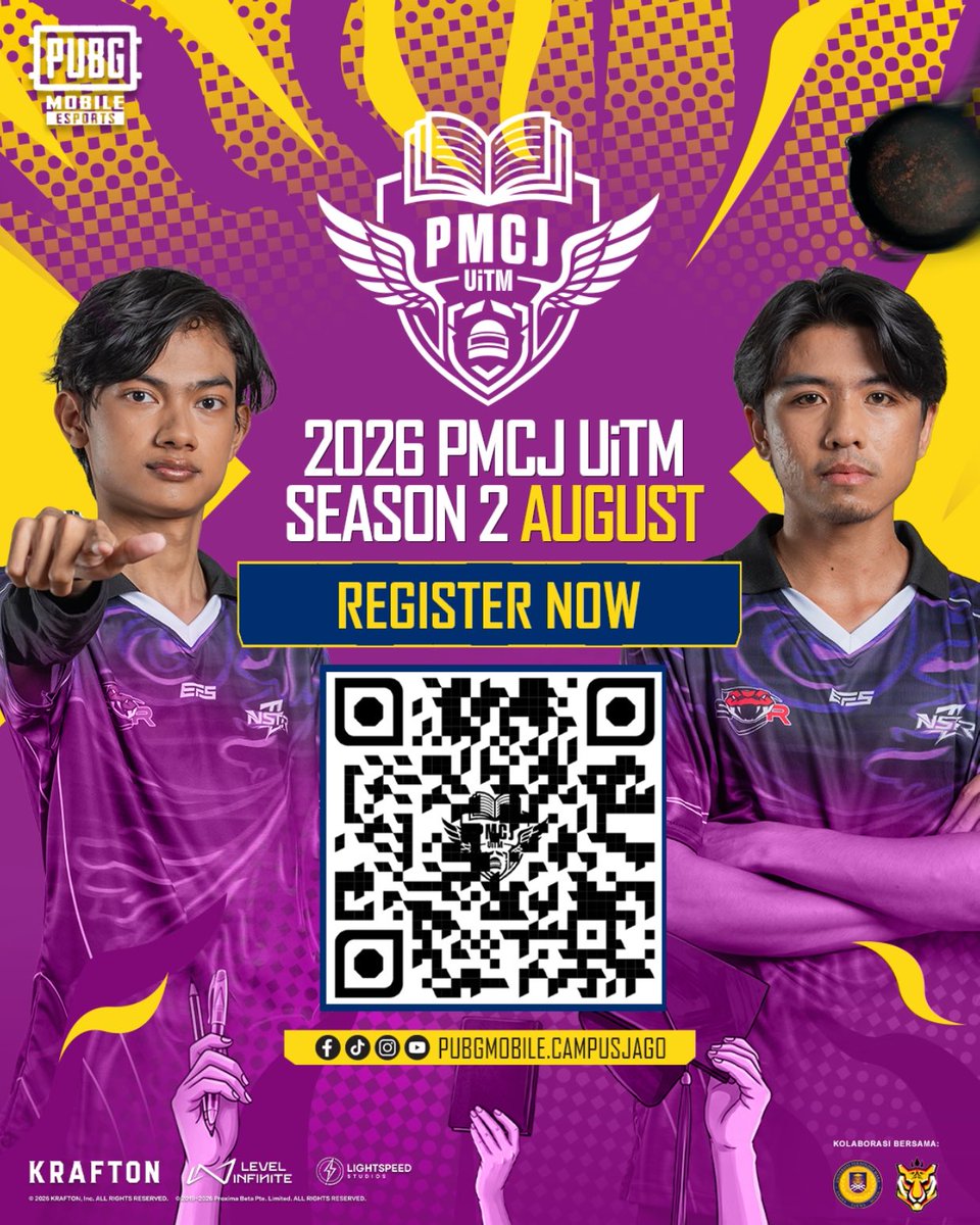 mppuitmcj's tweet photo. 2026 PUBG MOBILE CAMPUS JAGO UiTM SEASON 2 https://t.co/ZxmwqQL1bK