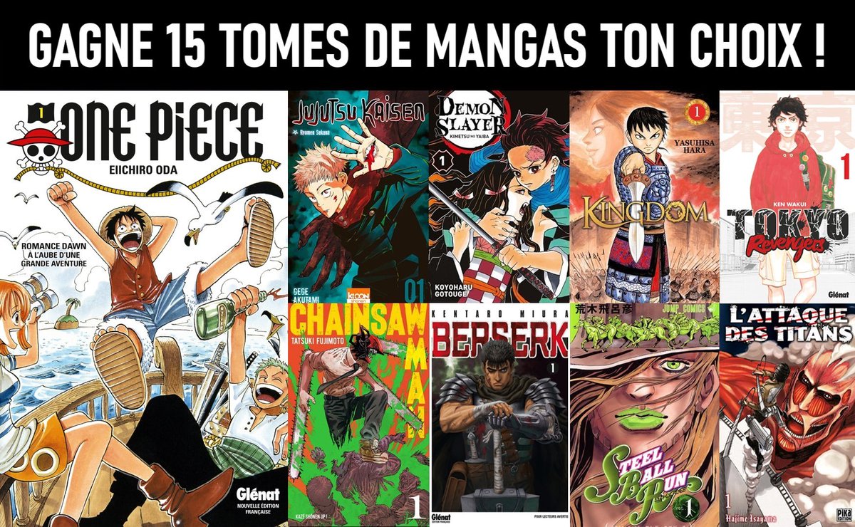0nePieceNews_'s tweet photo. 🚨 CONCOURS MANGAS 🚨

GAGNE 15 TOMES DE MANGAS DE TON CHOIX !

RT + FOLLOW @0nePieceNews_ https://t.co/BTVs8eGOyC