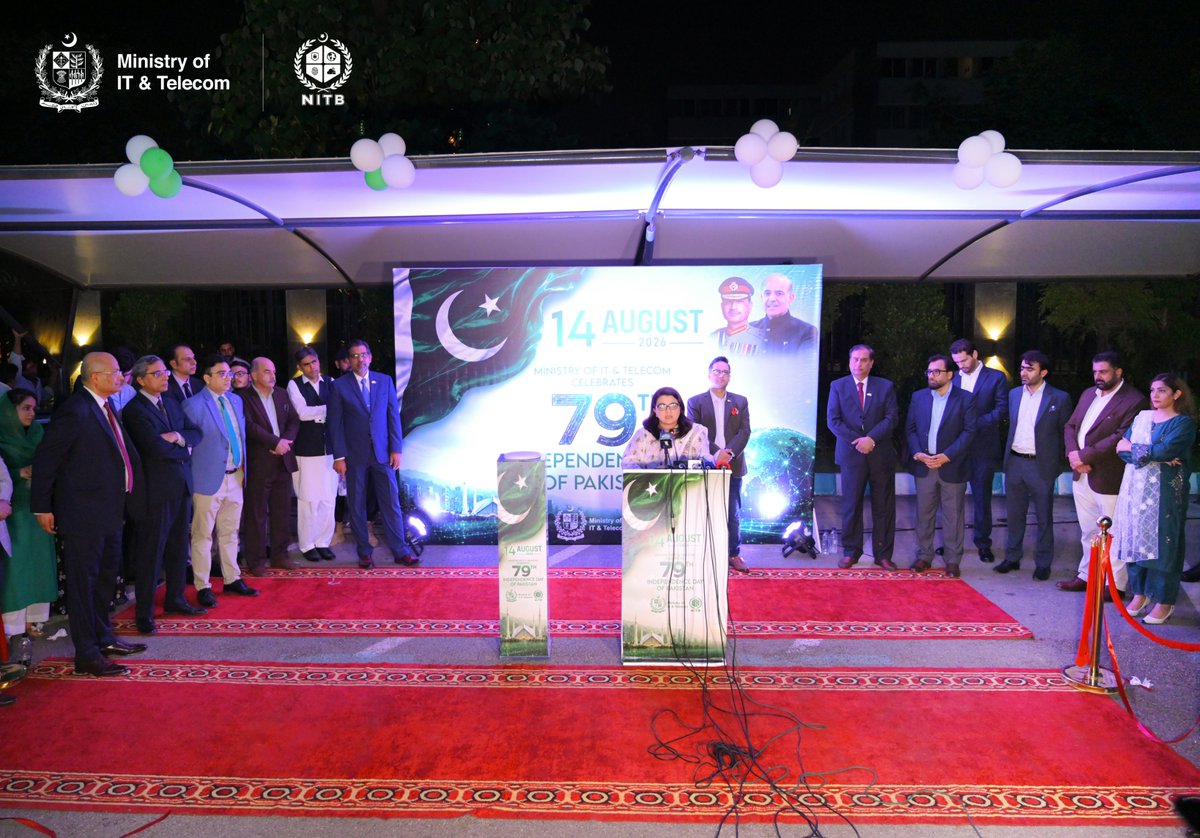 NationalITBoard's tweet photo. #NITB marked Pakistan’s Independence Day with national spirit and a commitment to a digitally empowered #Pakistan.Federal Minister IT & Telecom Ms. @ShazaFatimaKhawaja graced event. e-Stamp System was also launched at @pakasaankhidmat
#DigitalAzadPakistan #DigitalWinsPakistanWins https://t.co/C0jmeLv8XS