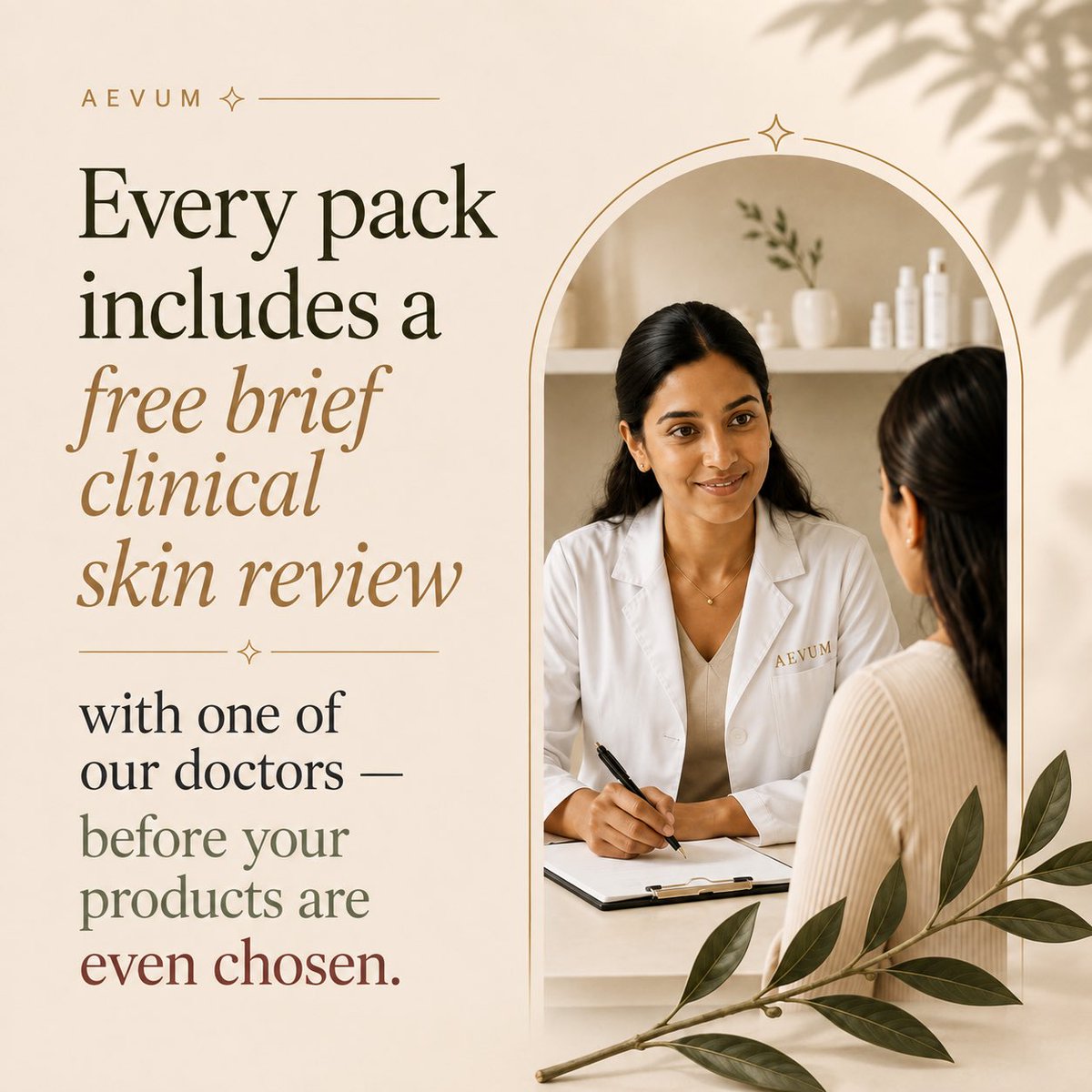 Aevum_longevity's tweet photo. Here’s what makes this different from just buying a ‘skincare set’ online: before your pack is assembled, our Skin and Longevity Physician does a brief clinical skin review — confirming the protocol actually fits your skin type, not just your stated concern. Products get customized from there.