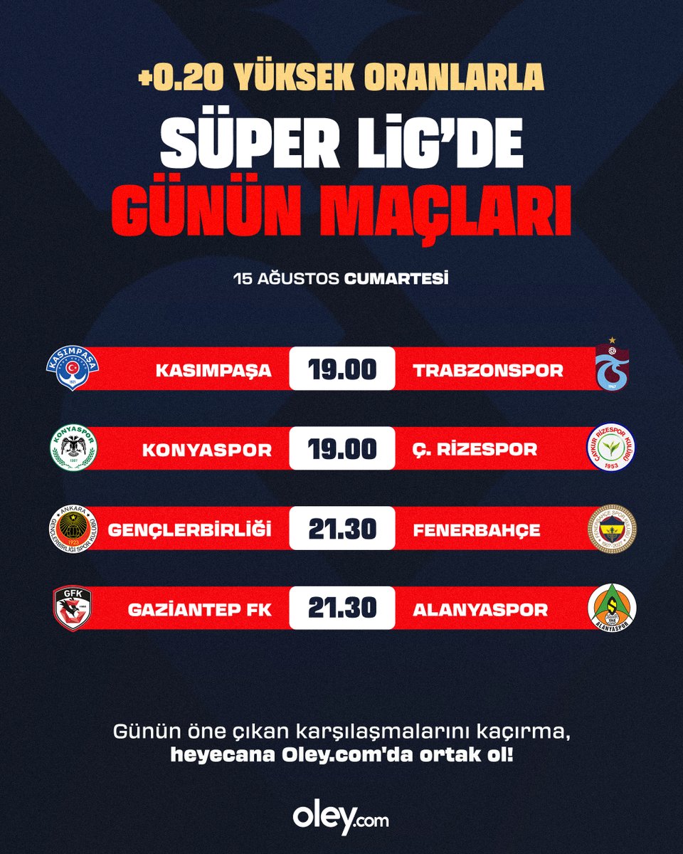 oleycom's tweet photo. Süper Lig’de günün öne çıkan maçları +0.20 YÜKSEK ORANLARLA https://t.co/ZI8slUXWsL’da, hemen oyna! https://t.co/O6taTyvT9e