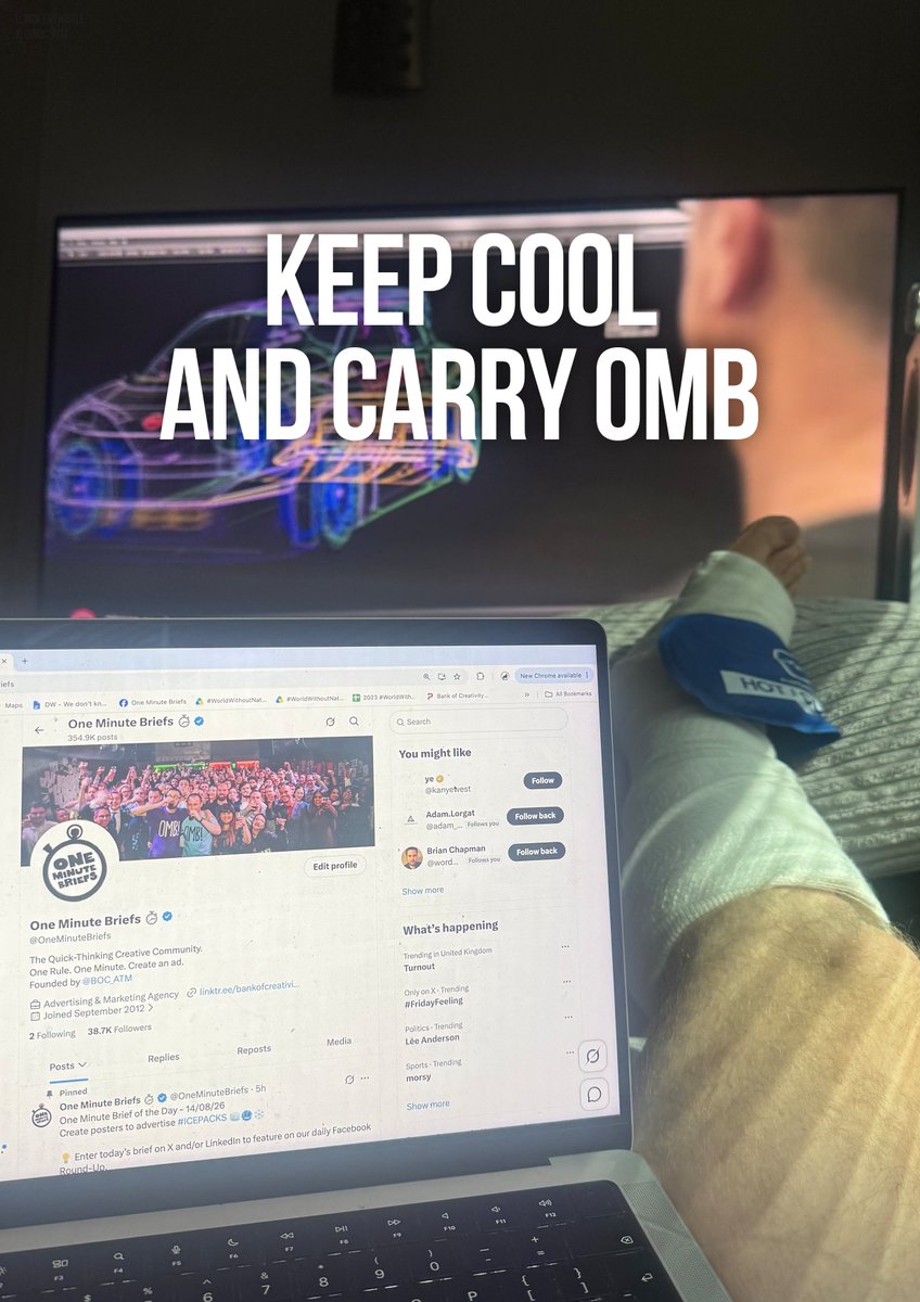 BOC_ATM's tweet photo. My first @OneMinuteBriefs entry of the day to advertise #IcePacks
Created using a photo of me running OMB today with an ice pack on. OMB Inception. https://t.co/oeO0xYMQ6v