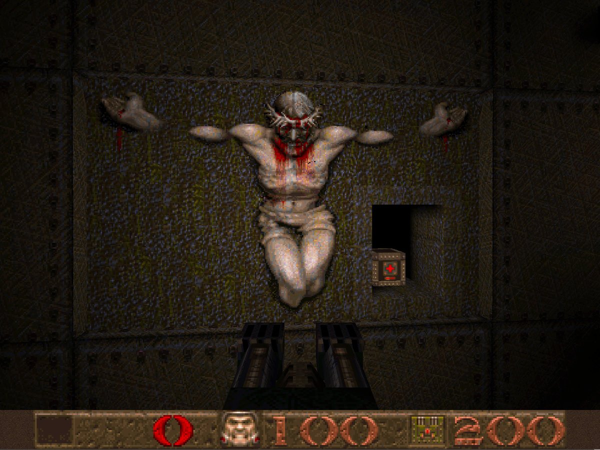 SlappyCromwell's tweet photo. Even after all these Quake expansions, there has yet to be a single explanation as to why the series keeps depicting Jesus partially noclipping into walls.

Hey @Quake, are you explicitly implying that Jesus came from the Backrooms™? #quake #backrooms #quakelore https://t.co/MoCdFAtZLi