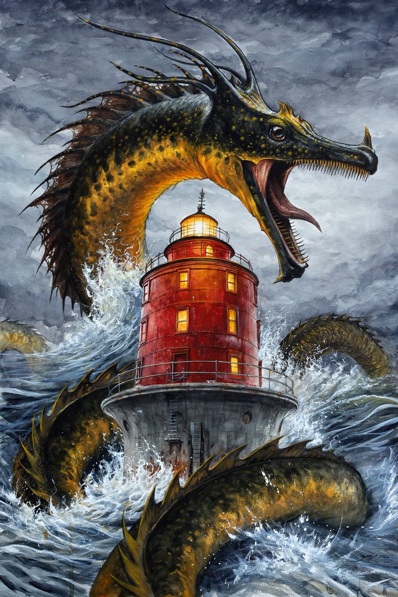 VictorGrasso_'s tweet photo. “Miah Maull Shoal Lighthouse, 39° 7’ 35.1” N 75° 12’ 34.8” W, 1913, Delaware Bay”
Watercolor on paper
24” x 36”
#CapeMay #Art #Dragons #Lighthouses #DelawareBay https://t.co/sjN0Gr4rqN