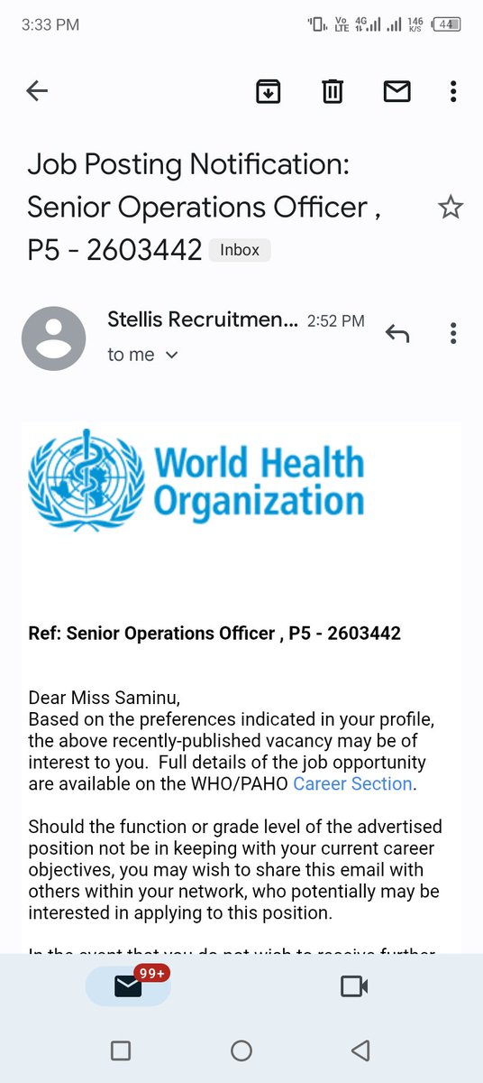 uxtazerhzee's tweet photo. Assalamualaikum Alaikum.

I received this opportunity, but after going through the requirements, I realized I don’t currently meet the qualifications for the role.

So rather than keeping it to myself, I decided to share it with you guys, may be someone here may be fully qualified and this could be a great opportunity for you. 

Position: Senior Operations Officer
Grade: P5
📍 Abuja, Nigeria
📅 2-year fixed term contract
⏰ Deadline: 31 August 2026

Requirements:
1)Master’s degree in Finance, Management, Accountancy, Economics, Business Administration, or a related field
2) Minimum 10 years of relevant professional experience
3)  Minimum 4 years of experience managing or leading staff/teams
4)Expert-level English
5)Strong leadership, analytical, financial and administrative skills
6)WHO/UN experience is an advantage

 Salary: over $100,000 per year, plus applicable benefits and post adjustment.
$8,600+ plus applicable post adjustment and benefits. (It's very good salary life changing Job)
If you meet the requirements, don’t sleep on this one.

Apply directly: https://t.co/zZ0bd9RuHd