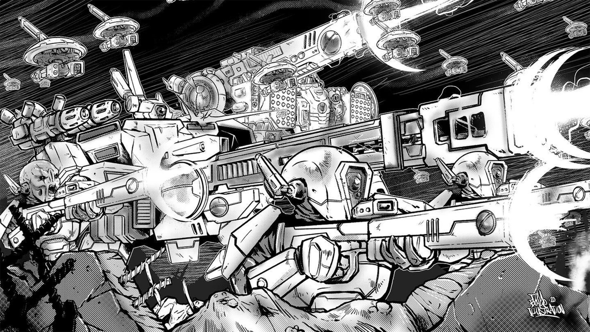 40KEternityGate's tweet photo. Tau Shooting Phase by Tom Boyle @pandafunkteam
(pandafunkteam)
https://t.co/iEQgATtfga

#TauEmpire #Tau40K #FireCaste #TauBattlesuits  #TauDrone #WarhammerArt #Warhammer #Warhammer40K #40K https://t.co/CjoaEAMXGo