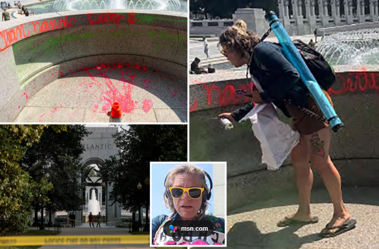GuntherEagleman's tweet photo. 🚨 ARRESTED!

The woman who vandalized the World War II Memorial is in custody.

Melissa L. Farris is facing two felony charges, depredation of U.S. property and destruction of a veterans’ memorial. Each carries up to 10 years.

GIVE HER THE MAX AND MAKE AN EXAMPLE OUT OF HER! https://t.co/gkA4tw4DLF