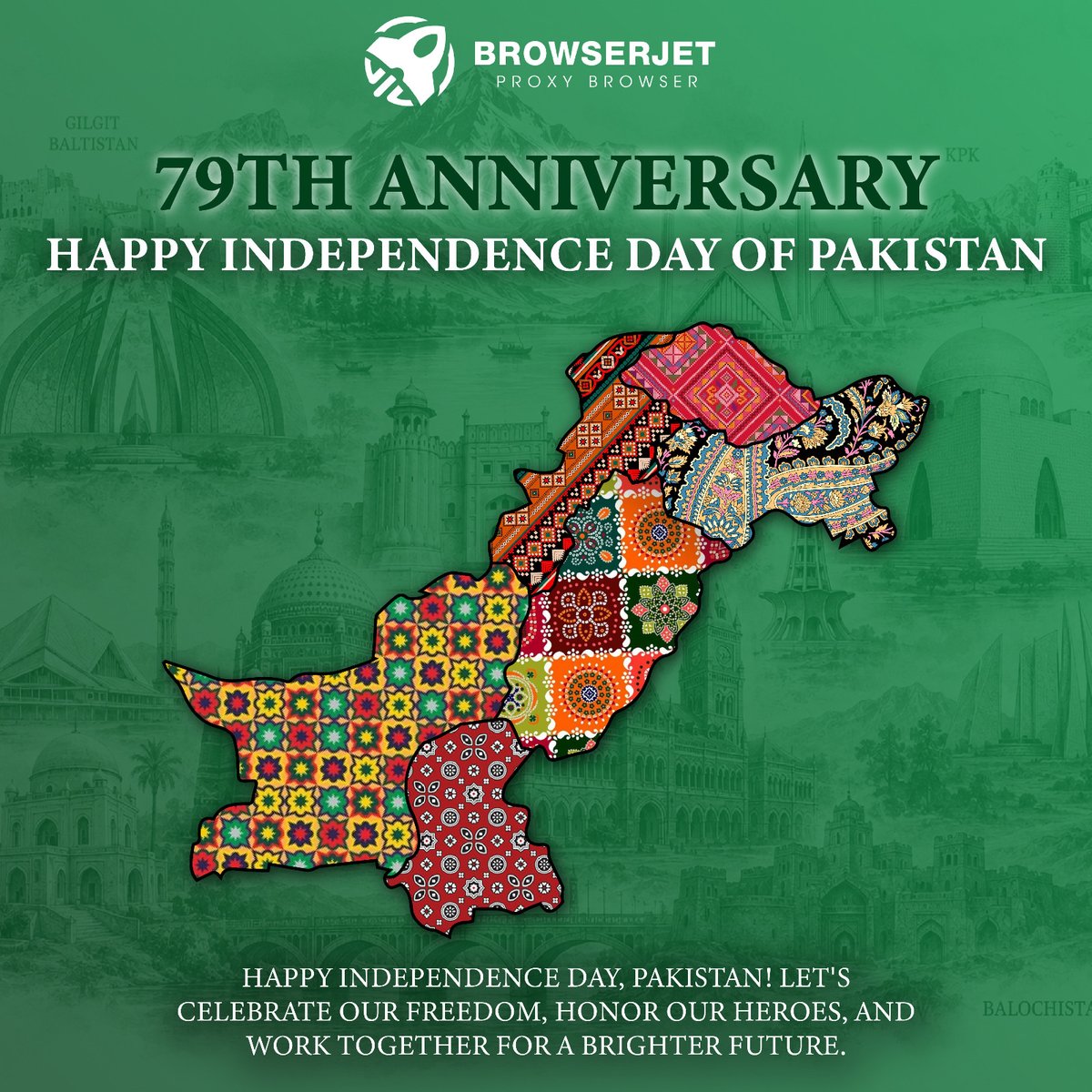 BrowserJet's tweet photo. Happy 79th Independence Day, Pakistan! 💚
Pakistan Zindabad!

#IndependenceDay #Pakistan #14August #PakistanZindabad #BrowserJet https://t.co/A10MlJZZWD